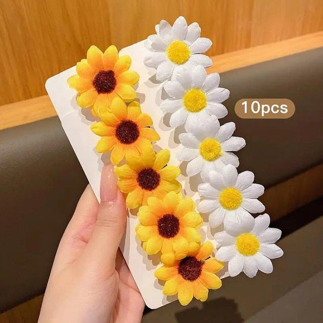 Haarspangen Gänseblümchen und Sonnenblumen Designs, Mädchen, weiß - Bild 1