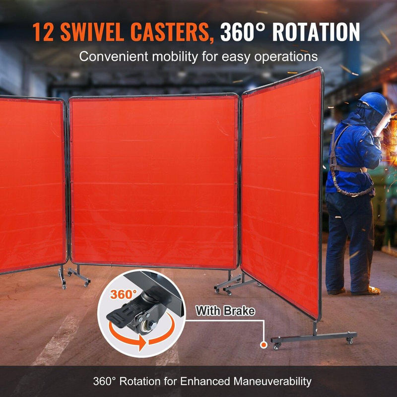 Buying Solutions MB Schweißschutzschirm mit 3-Panel-Rahmen aus flammhemmendem Vinyl in Rot, B/H: 183 x 183 cm - Bild 9