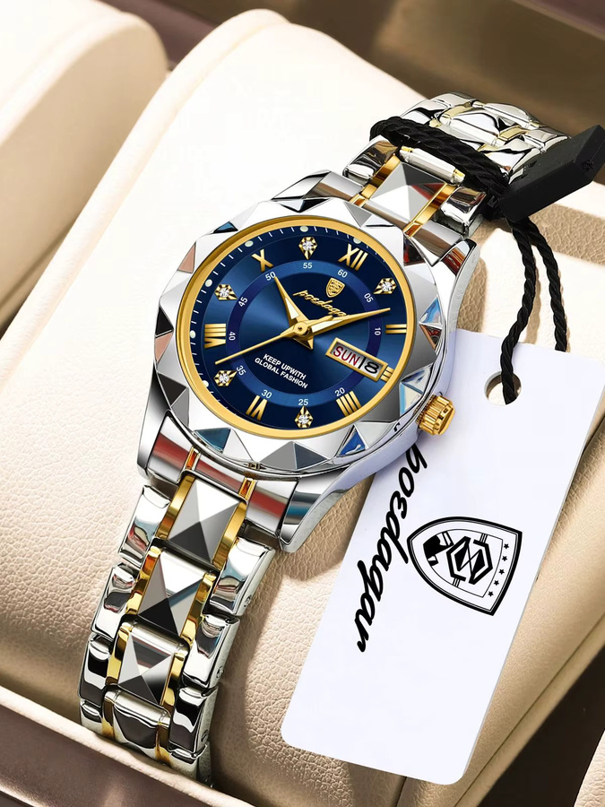 POEDAGAR Armbanduhr Edelstahl, Quarz, Blau, Damen - Bild 6