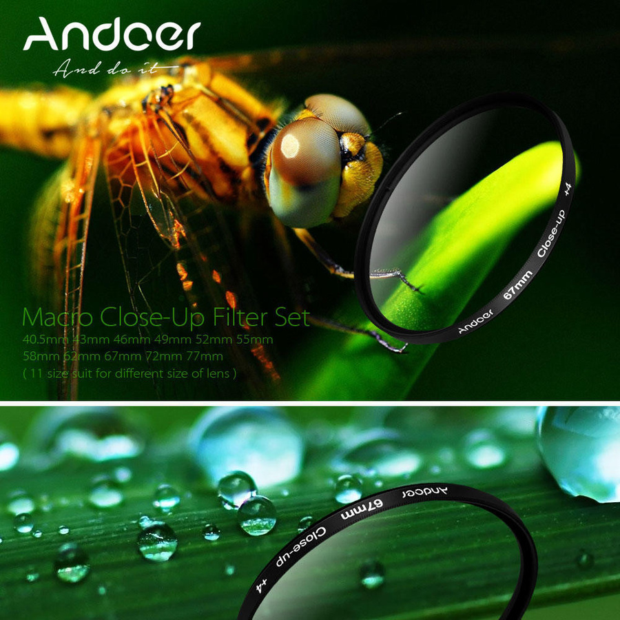 Andoer Makro-Nahaufnahmefilter-Set mit Aufbewahrungstasche, 67 mm, Schwarz - Bild 3