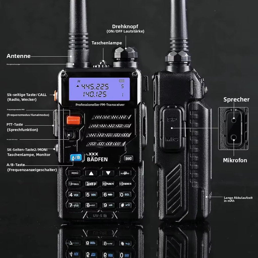 Baofeng UV-5R Dual-Band Walkie-Talkie in Schwarz mit 128 Kanälen und VHF/UHF FM - Bild 5