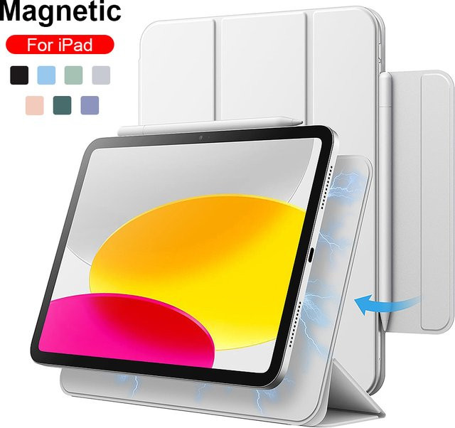 Magnetische Schutzhülle für Apple iPad Air 11 Zoll, iPad Pro 12,9 Zoll und iPad Mini 6/7, Tablet Cover in Grün oder Weiß - Bild 1