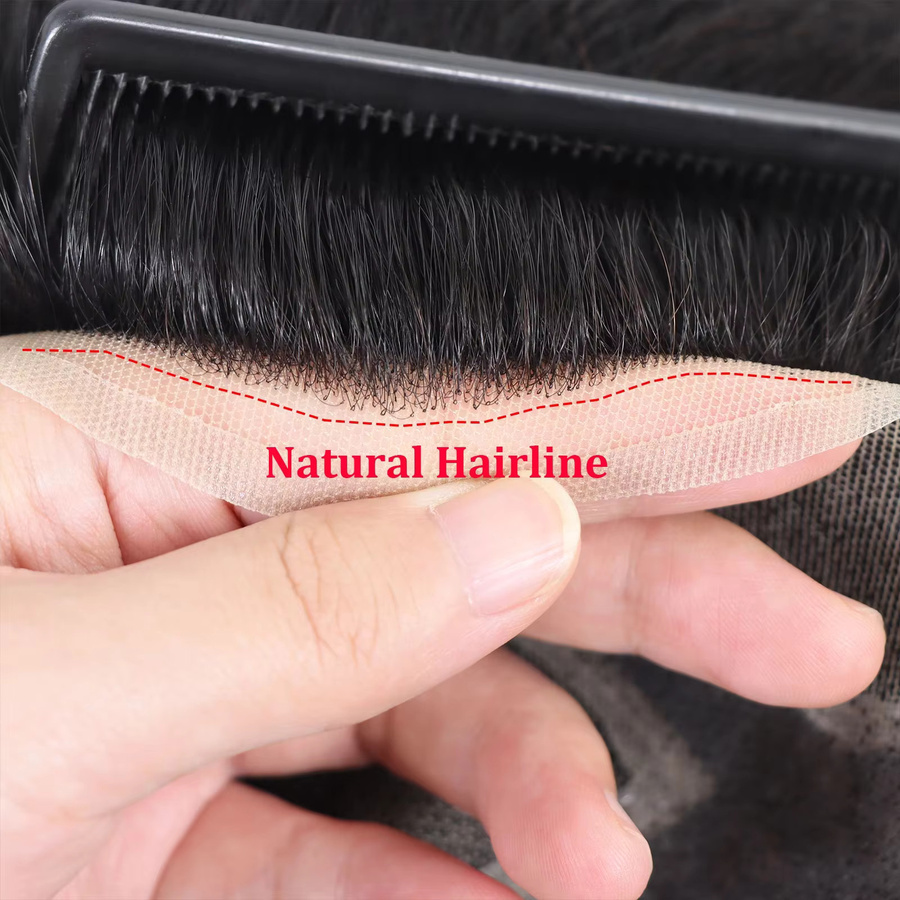Bfirehair Echthaar Toupet für Männer, unsichtbare Spitze, Herren - Bild 2