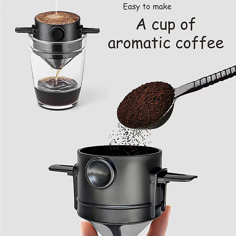 APWIKOGER Tragbarer papierloser Drip-Kaffee-Filter und Tee-Infuser in Schwarz, runde Form, B/T/H: 12,0 x 7,5 x 20,0 cm - Bild 5