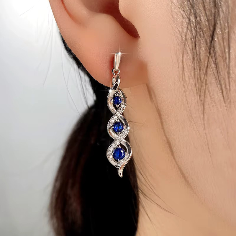 Huitan Ohrringe, Silber, Zirkonia, blau, Damen - Bild 2