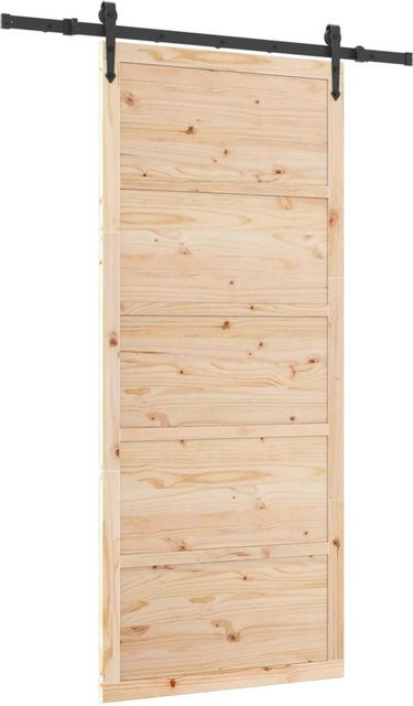 vidaXL Schiebetür aus massivem Kiefernholz in Braun, B: 80 cm, H: 208 cm - Bild 1