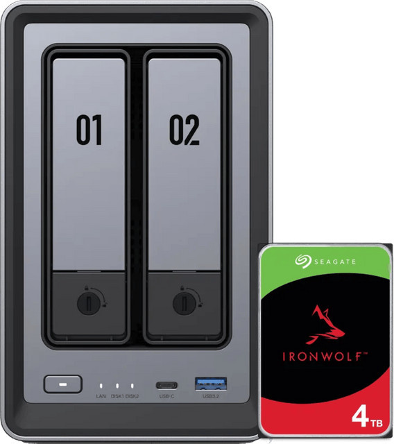UGREEN NASync DXP2800 NAS-System in Grau mit Seagate IronWolf 4 TB Festplatte - Bild 1