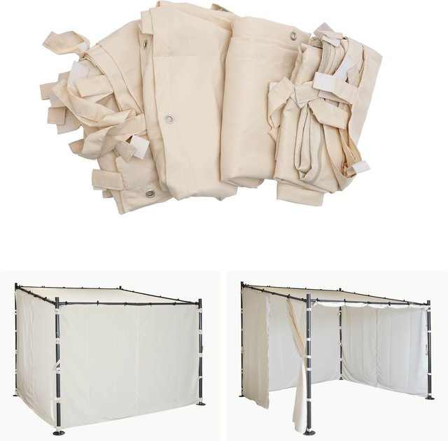 4er-Set Ersatzseitenwände für MCW Pergola A22 Pavillon aus Polyester, Farbe: Creme/Beige, B x T: 300 x 300 cm - Bild 1