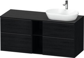 Duravit Waschtischunterschrank D-Neo Wandhängend in Schwarz und Weiß mit Schubladen und Regalfächern B/T: 140 x 55 cm - Bild 1