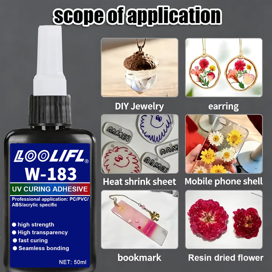 LOOLIFL Kristall-UV-Harzkleber für DIY-Schmuckherstellung, transparent, 50g - Bild 3