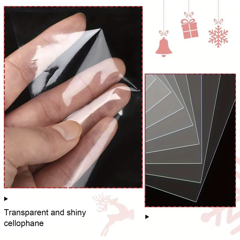 100 Stück transparente Zellophan-Plastiktüten zum Verpacken von Geschenken, Süßigkeiten und Wein - Bild 3