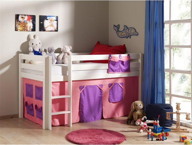 Vipack Spielbett Pino aus massiver Kiefer mit Textilset Bella in Weiß - Bild 1