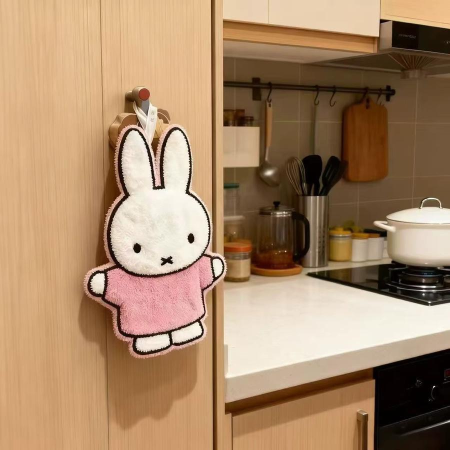 Saugfähiges Miffy Kaninchen Küchentuch mit Aufhängeschlaufe im Kawaii Korallen-Design - Bild 3