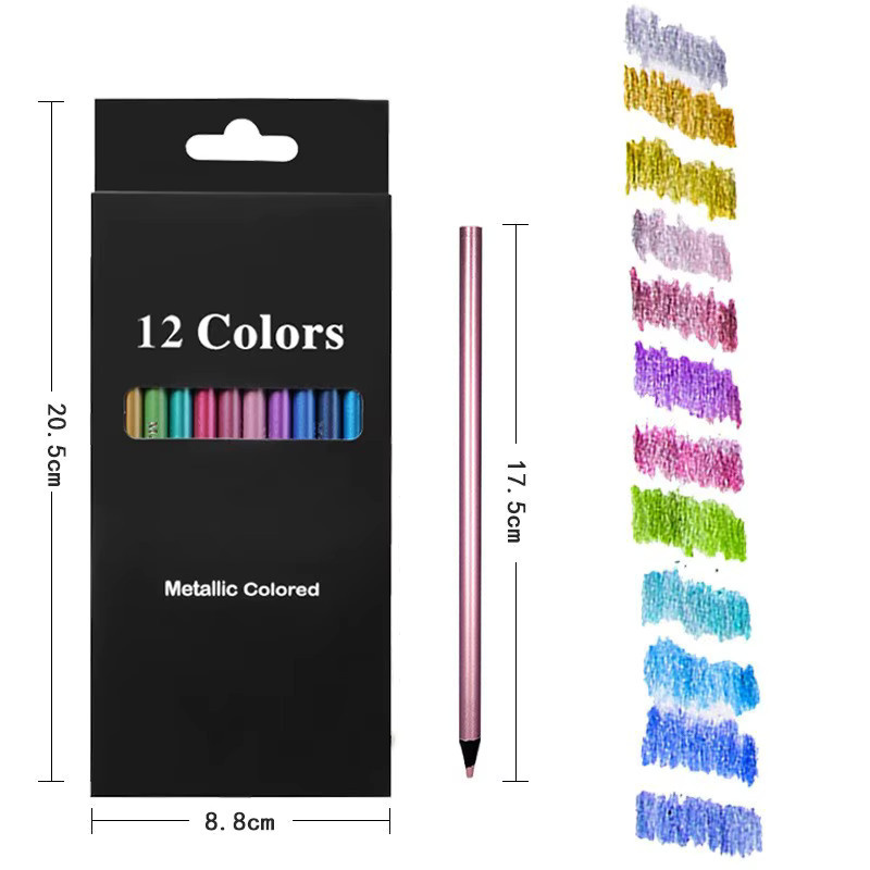 12 Farben Metallic-Buntstifte in Multicolour für Kinder und professionelle DIY-Kunstprojekte zum Zeichnen und Skizzieren - Bild 6