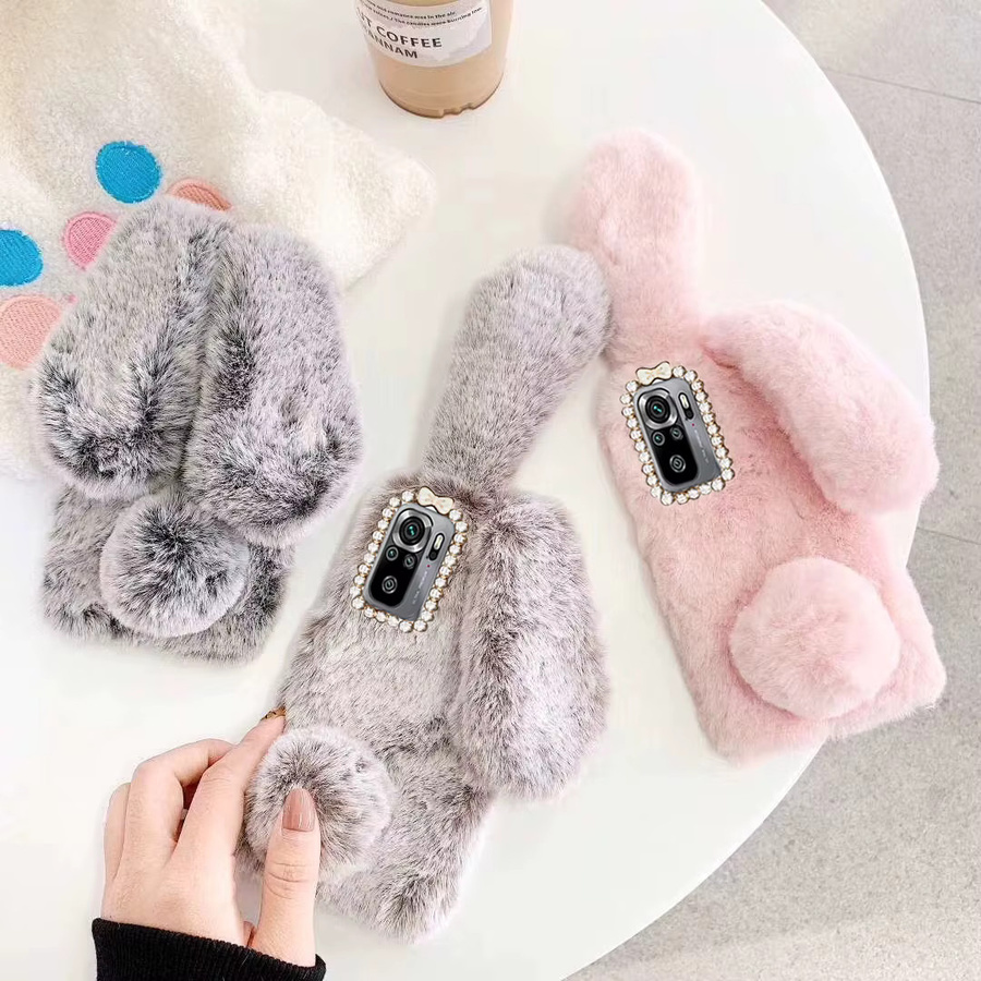 Weiche Plüsch-Telefonhülle im Bunny-Design für Xiaomi und Poco in Pink - Bild 2