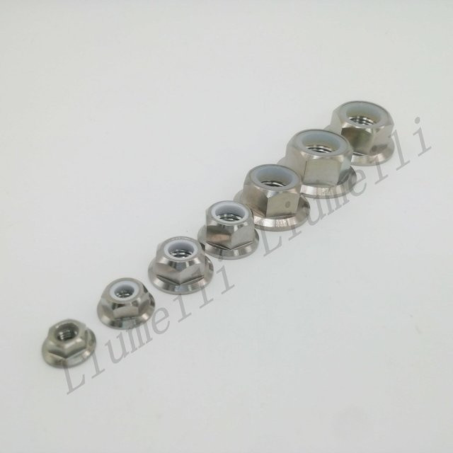 Liumeili Titan Flansch-Sicherungsmuttern in Silber für Motorrad M5 M6 M8 M10 M12 M14 - Bild 1