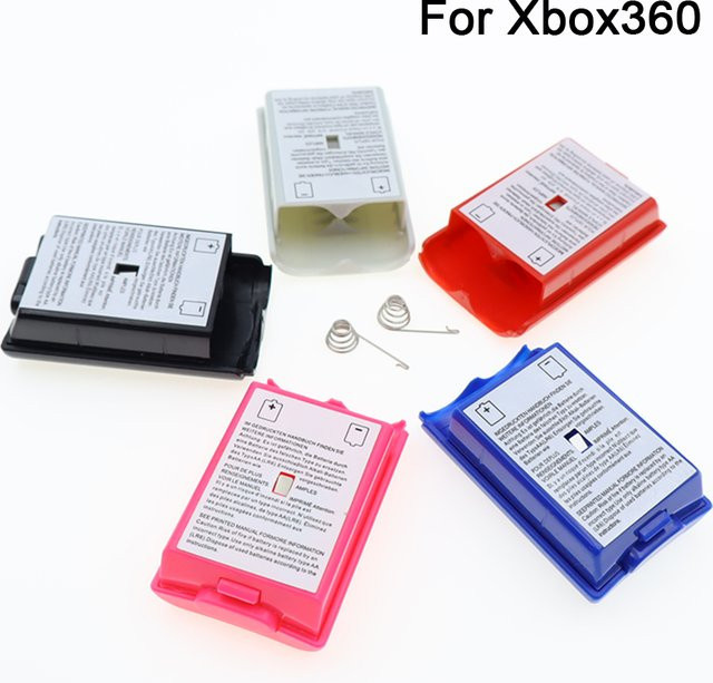 TingDong 5-teiliges Set Ersatz-Akku-Rückabdeckung für Xbox360 Wireless Controller in Weiß mit Akkuhalter und leitfähigen Federn - Bild 1