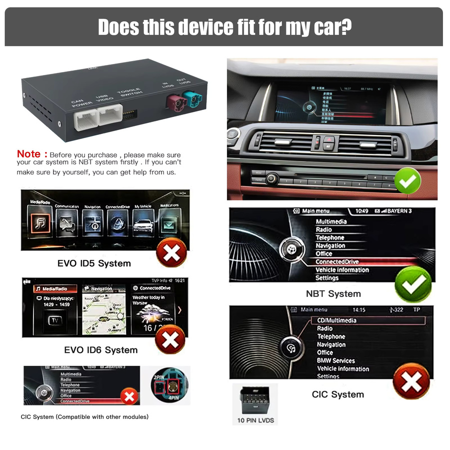 CARABC Wireless CarPlay Adapter für BMW NBT CIC EVO Systeme und MINI, Schwarz - Bild 3