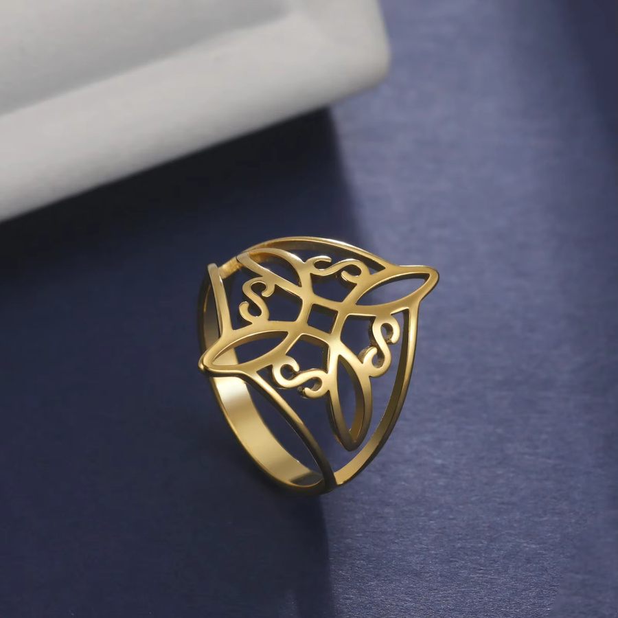 Skyrim Hexenknoten-Ring, Edelstahl, goldfarben, Unisex - Bild 1
