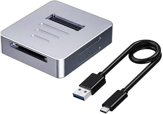 Kebidumei M.2 NVMe SSD Gehäuse mit 10Gbps Übertragungsrate, externes Aluminiumgehäuse für NVMe PCIe SSDs und SD 2.0 Karten, Farbe: Grau - Bild 1