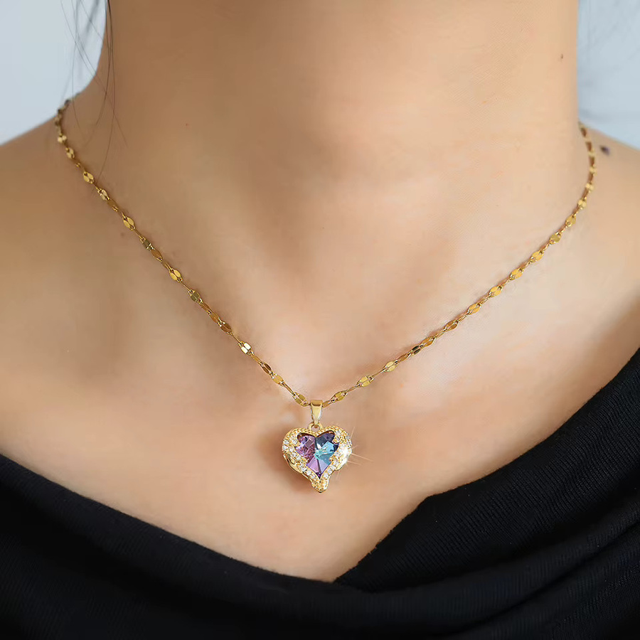 ZAKOL Halskette Edelstahl, Gold, Zirkonia, Kristall, Unisex - Bild 4