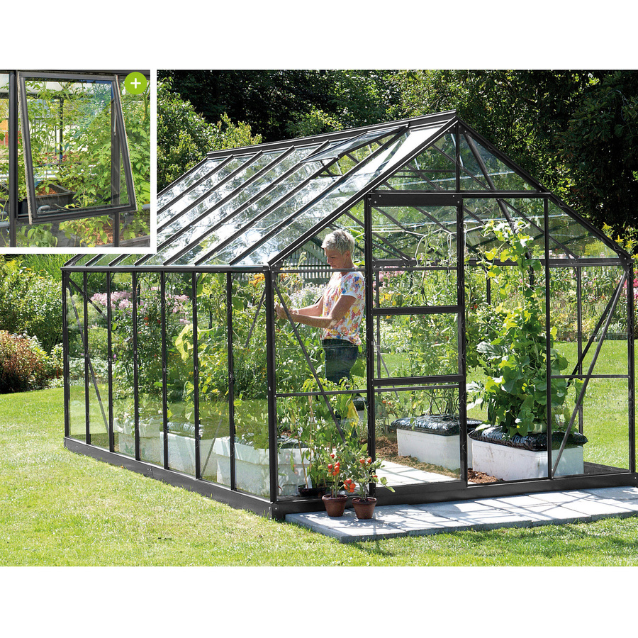 Vitavia Gewächshaus Meridian 11500 Schwarz mit 11,5 m² Fläche, Sicherheitsglas und Schiebetür - Bild 3