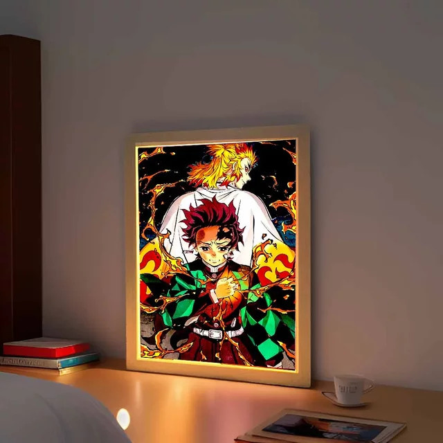 Bandai Anime-Figur LED-Nachtlicht mit Lichtmalerei Tanjirou Nezuko Zenitsu als USB-Schreibtischlampe in Mehrfarben - Bild 1