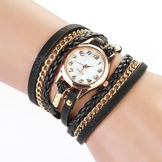 guannuotong Armband, Multilayer, Kunstleder, Legierung, Black, Damen - Bild 1