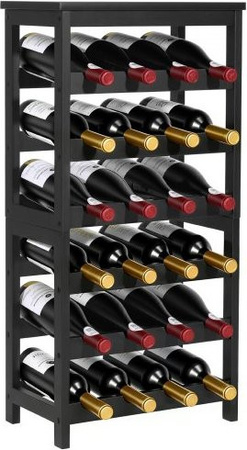 VEVOR Weinregal aus Bambusholz für 24 Flaschen, 6-stöckiges freistehendes Weinflaschenregal in Schwarz