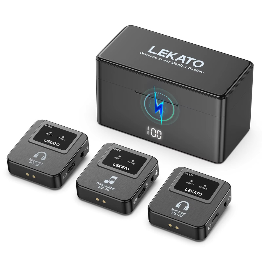Lekato MS-20 Wireless In-Ear Monitoring System in Schwarz mit 30 Stunden Akkulaufzeit und 1 Tx zu 2 Rx Set für kristallklare Live-Überwachung - Bild 5