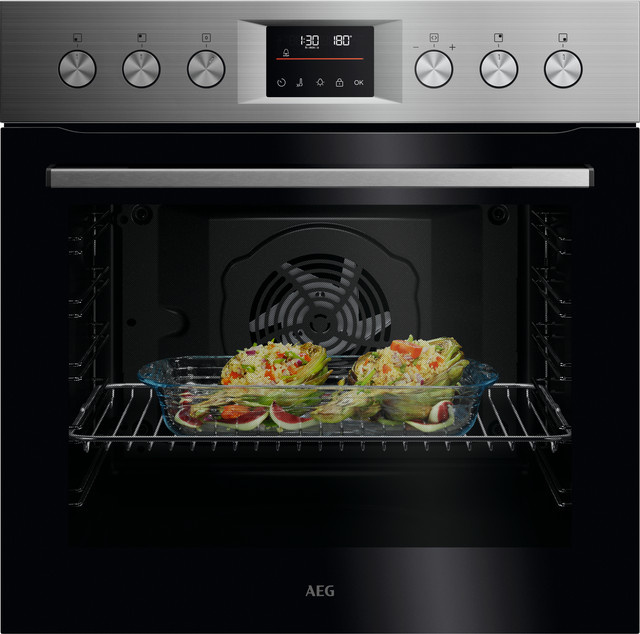 AEG Einbauherdset EX12PEFT2 in Silber mit Glaskeramikkochfeld, Pyrolyse-Selbstreinigung, Heißluft und Grill, Energieeffizienzklasse A++ - Bild 1