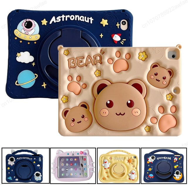 3D Cartoon Silikon Schutzhülle für Xiaomi Redmi Pad SE 11 Zoll 2023 MiPad 6/6Pro 5/5Pro mit rotierendem Stand in Blau - Bild 1