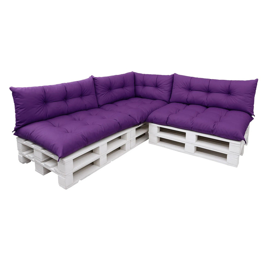 Setgarden 7er Palettensofa Kissen-Set für Outdoor in Violett, bestehend aus 1 Sitzkissen (Breite: 120 cm, Tiefe: 80 cm) und 1 Rückenkissen (Breite: 120 cm, Höhe: 40 cm) - Bild 2