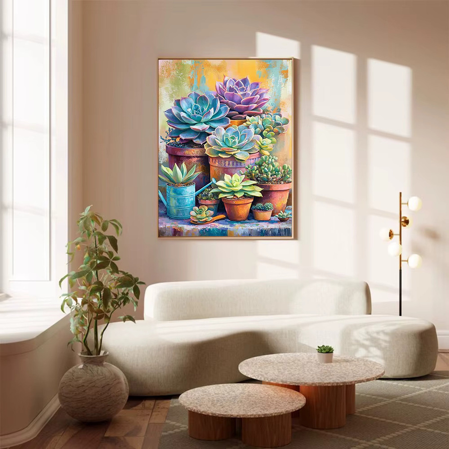 Huacan Diamantmalerei Set mit Blumenvase und Pflanzen als 5D Diamant Mosaik Wanddekoration in Multicolour, B/H: 20 x 30 cm - Bild 3
