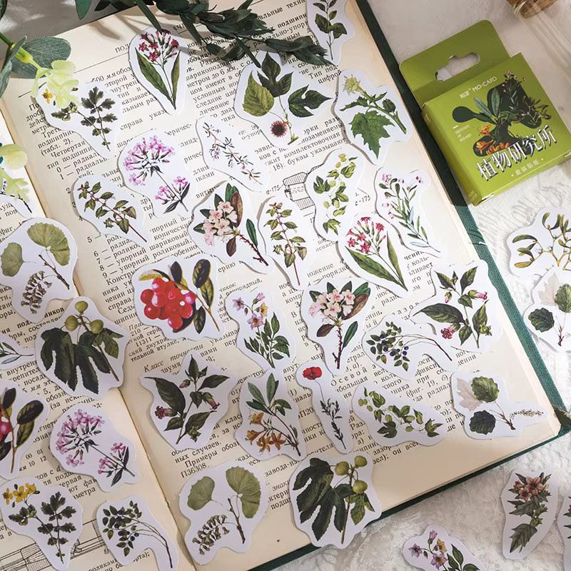 46 Stück Mini-Box-Aufkleber mit Blumen- und Pflanzenmotiven in Multicolour, dekorative Sticker für Scrapbooking und Tagebuch, Durchmesser: 4 cm - Bild 4