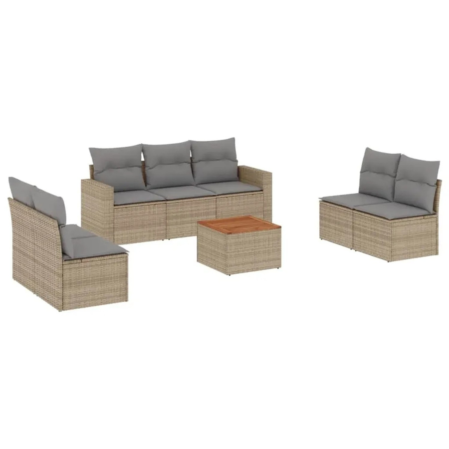 vidaXL 8-teilige Garten-Sofagarnitur aus Polyrattan in Beige mit Kissen und Stauraum - Bild 2