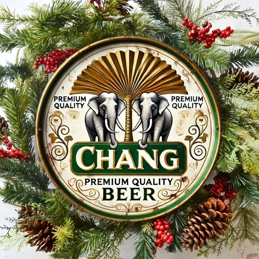 CIFBUY Metall-Wanddekoration Chang Beer Blechschild Vintage-Elefant, B/H: 20,3 x 20,3 cm, Multicolour - Bild 2