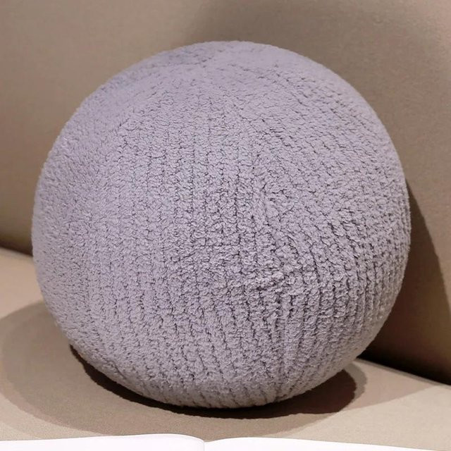 Yiran toy Kissenball aus weichem Plüsch in Grau, rundes Dekokissen im skandinavischen Design, Durchmesser: 30 cm - Bild 1
