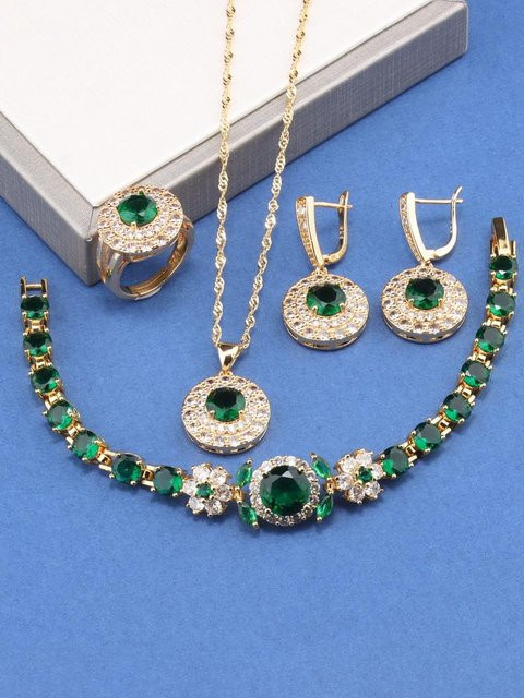 Schmuck-Set, Kupfer, Silber, Zirkonia, Damen - Bild 1