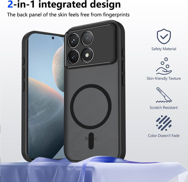 Stoßfeste Xiaomi Phone Case Hülle für POCO X8 Pro, X8 Pro Max, F8 Pro und F8 Ultra in Schwarz mit mattem TPU-Rahmen und Unterstützung für kabelloses Laden - Bild 1