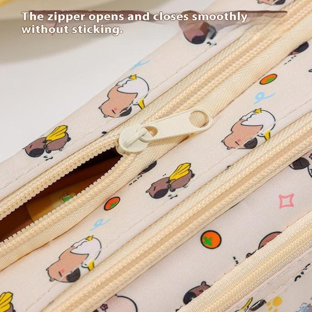 Oxford Federmäppchen mit Kapibara-Cartoon-Motiv aus Polyester als große Stiftetasche mit Klappdeckel - Bild 1