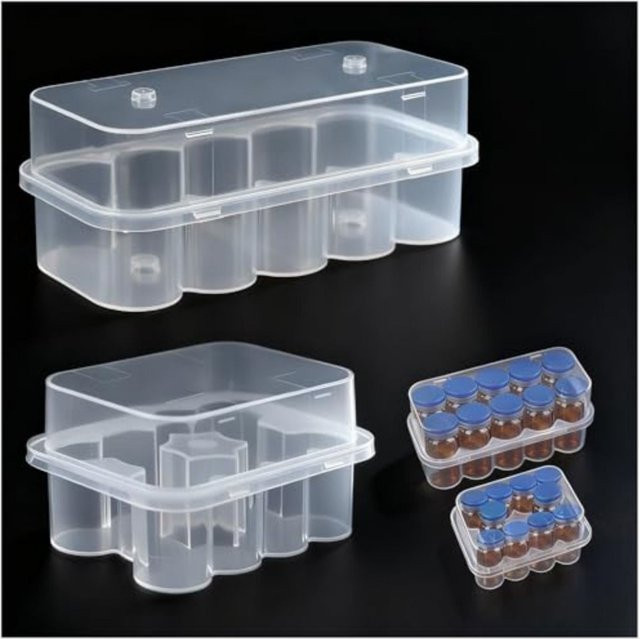 Transparente Kunststoff-Aufbewahrungsbox für Reagenzgläser und Mikroröhrchen, stapelbar, für 3/5/7/10mL Gefäße - Bild 1