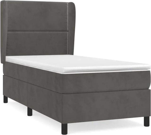 vidaXL Boxspringbett mit Matratze Dunkelgrau Samt B/T/H: 90 x 190 cm - Bild 1