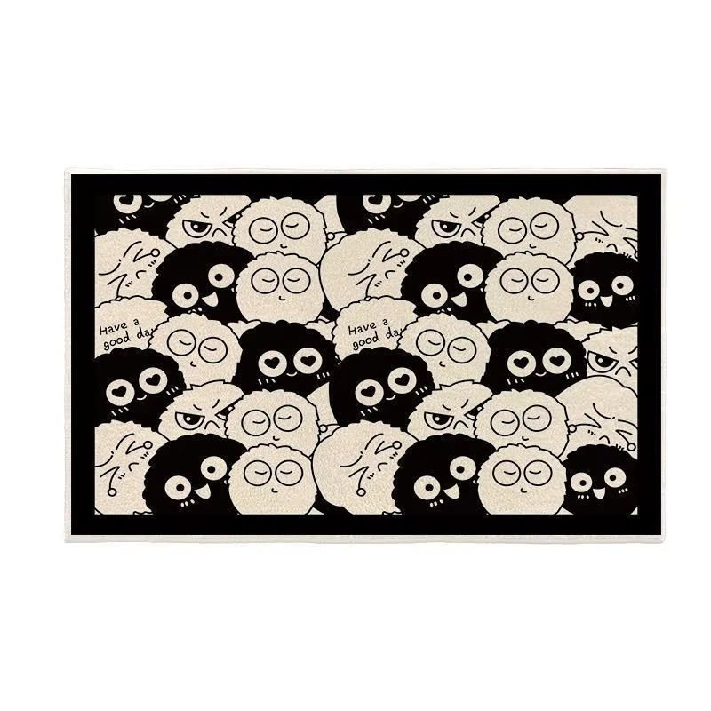 VIKAMA Teppich mit süßem Cartoon-Brikett Design in Schwarz für Kinderzimmer und Wohnzimmer - Bild 3
