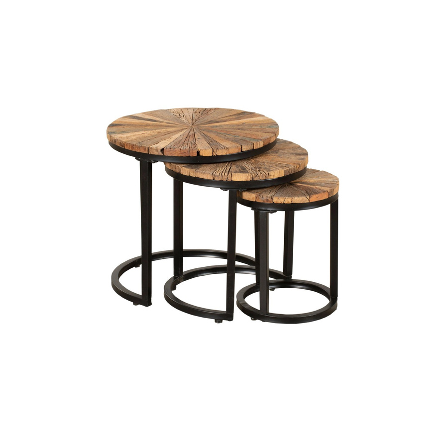 DELUKE Beistelltisch ARNE 3er Set aus Massivholz in Van Dyck Braun, B/T/H: 46 x 46 x 46 cm - Bild 2