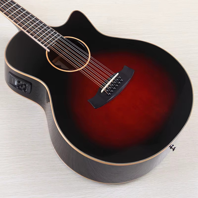 V-glorify 12-saitige elektrische Akustikgitarre mit massiver Sapeloberfläche und Tonabnehmer, 40 Zoll - Bild 4