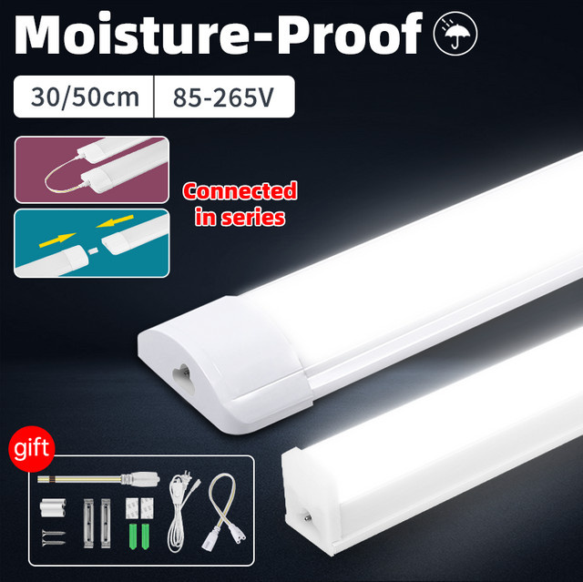 Feuchtigkeitsbeständige LED-Röhrenleuchte von CHUANGYANG in Weiß für Küche, Badezimmer und Schlafzimmer, Länge: 30 cm - Bild 1