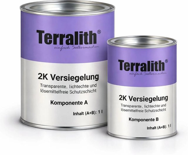 Terralith Mikrozement Versiegelung aus Polyurethan, wasserdicht, transparent oder beige, 1 Liter - Bild 1