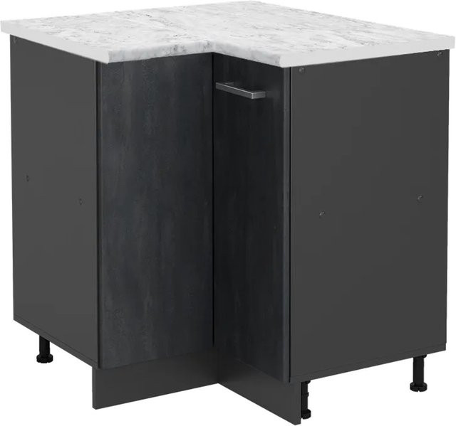 Vicco Eckunterschrank R-Line Schwarz Beton Anthrazit Marmor Optik - Bild 1