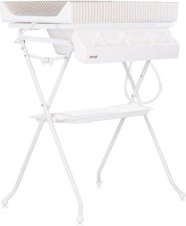 Chipolino Babywanne Wickeltisch 2 in 1 Aqua mit Zubehörfach und klappbarem Ständer in Beige